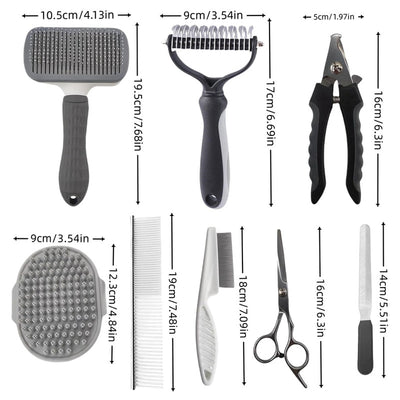 Pink Professional 9-Piece Pet Grooming Kit - DeShedding Brushes, Nail Clippers, Combs & Scissors Set for Dogs, Cats & Rabbits with Storage Bag