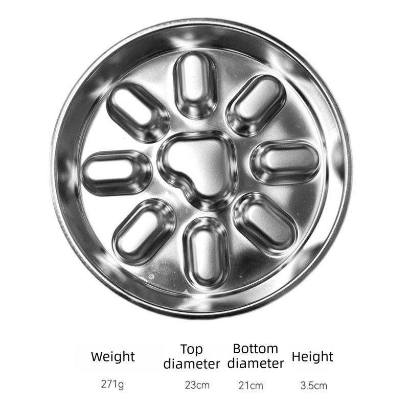 2-Pack Reversible Heavy-Duty 304 Stainless Steel Slow Feeder Bowl(23x23x3.5CM) - Anti-Slip/Tip Pet Dish for Dogs & Cats to Prevent Bloating and Choking