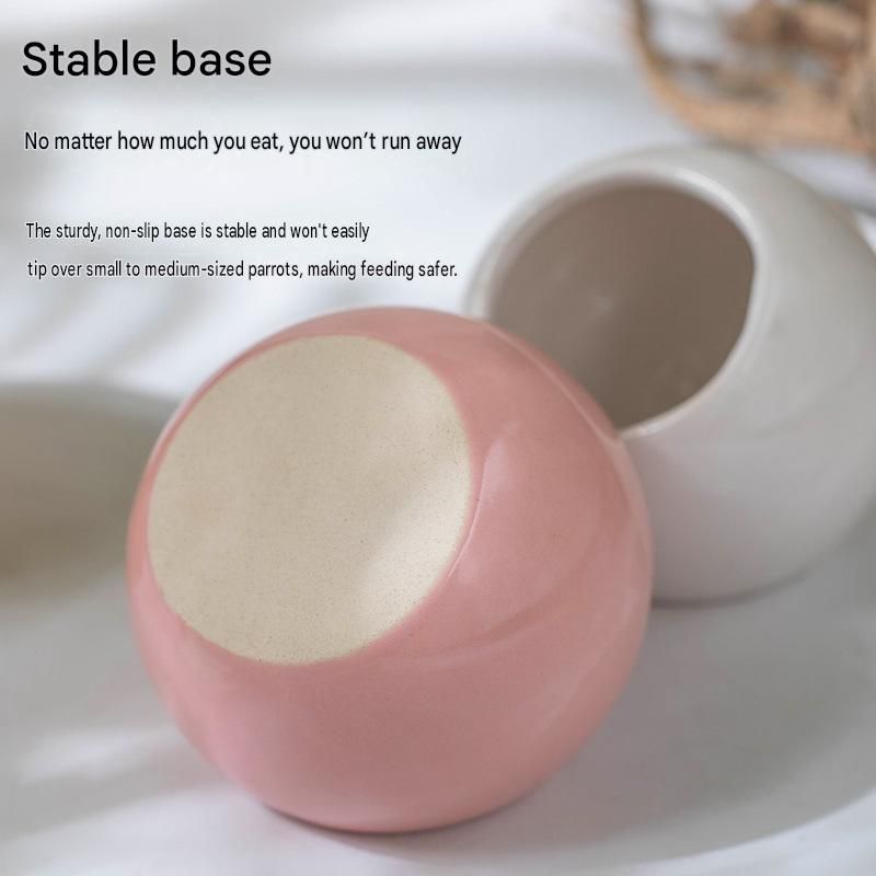 Anti-Splash Ceramic Parrot Feeder Bowl White（Pack of 2）- Gnaw-Resistant Bird Food Dish with Stable Base, 150ml Capacity, Smooth Glaze Finish for Small Birds