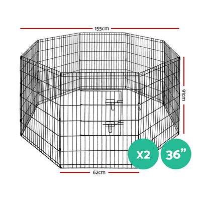 i.Pet 2x36" 8 Panel Dog Playpen Pet Fence Exercise Cage Enclosure Play Pen