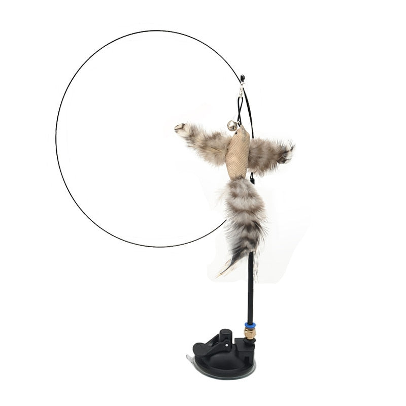 Suction Cup Fishing Rod and Bird Interactive Cat Toy