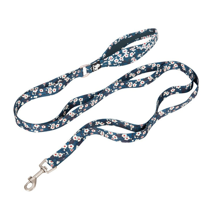 Floral Multi Handle Saxony Leash Blue - L