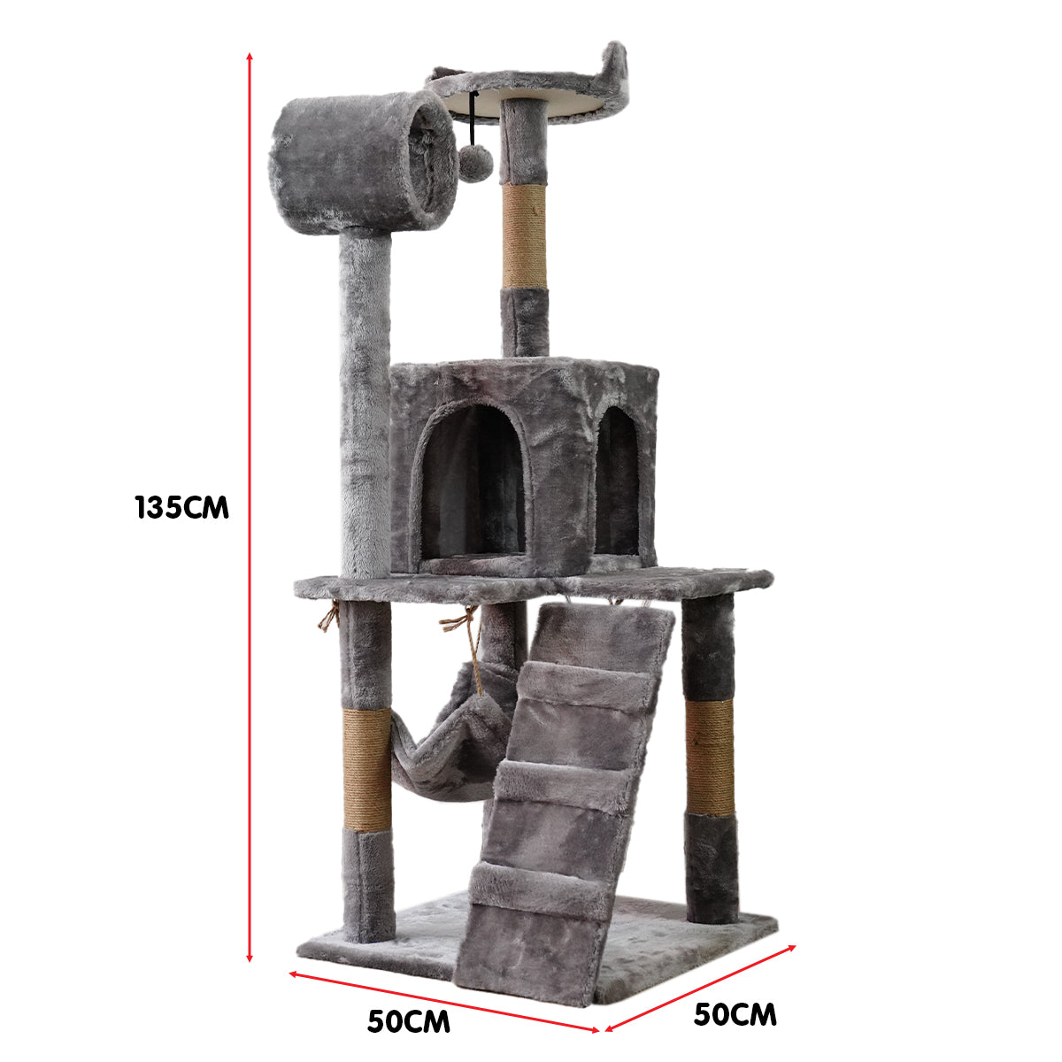 Furtastic 135cm Cat Tree Scratching Post - Silver Grey