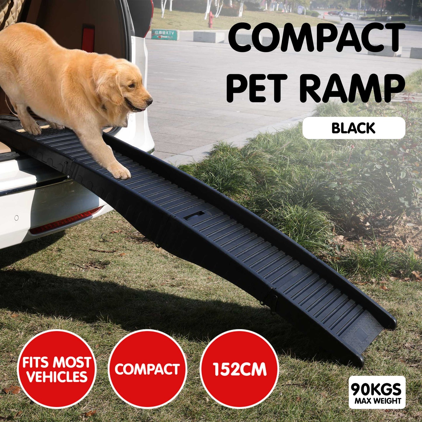 Furtastic 152cm Portable Dog Pet Ramp - Black