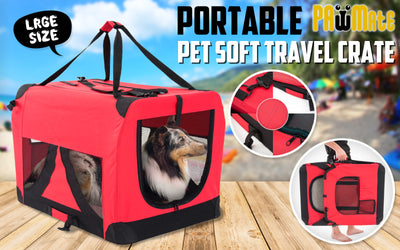 Portable Soft Dog Cage Crate Carrier XL RED