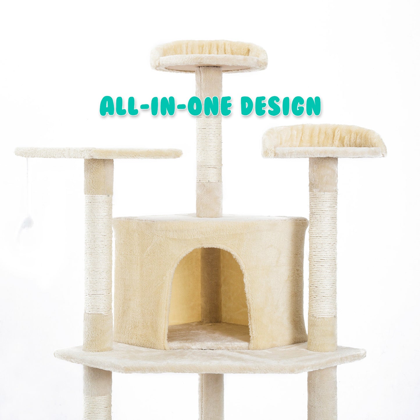 Cat Tree Multi Level Scratcher PARALA 201cm BEIGE