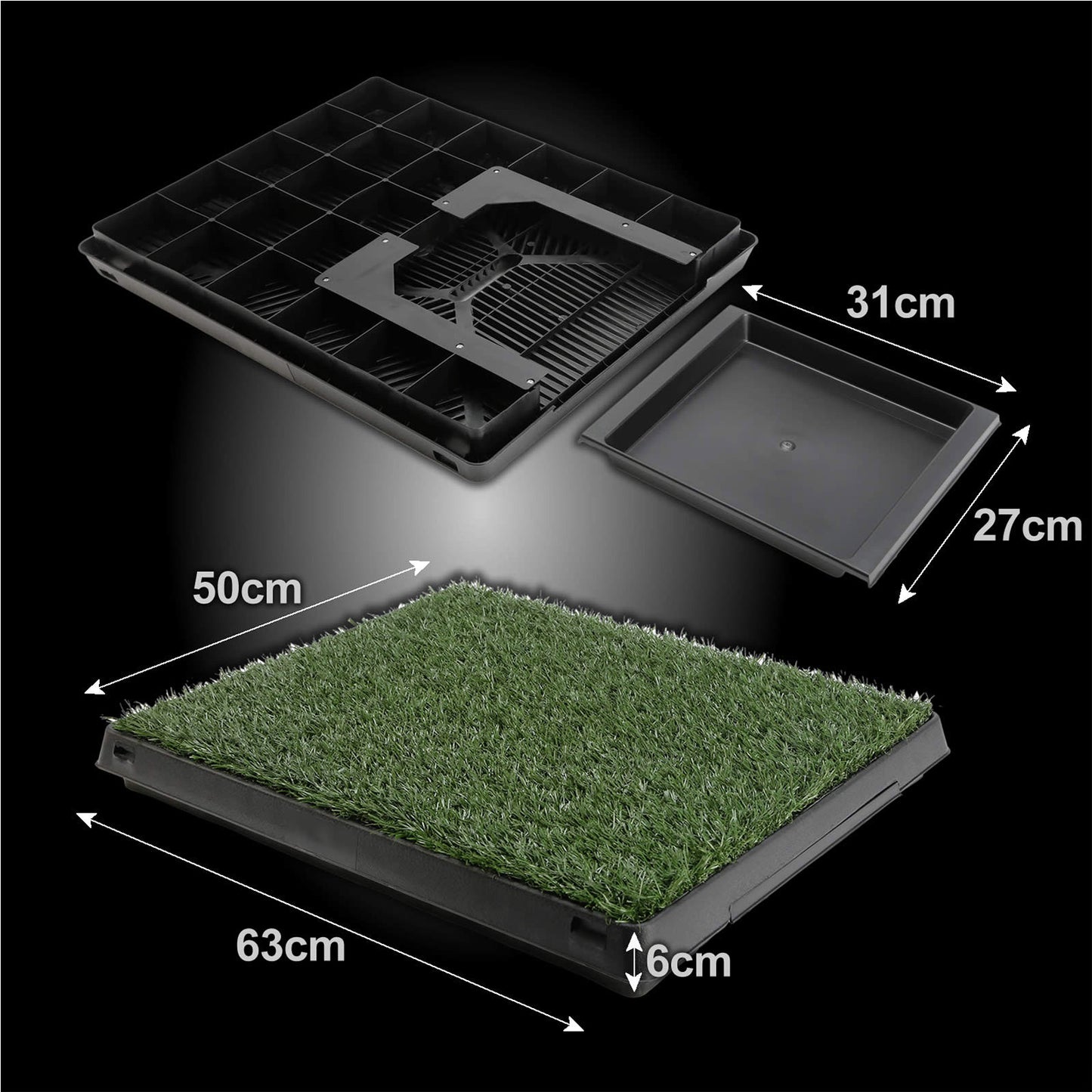 Dog Tray Training Toilet 63cm x 50cm + 1 Grass Mat