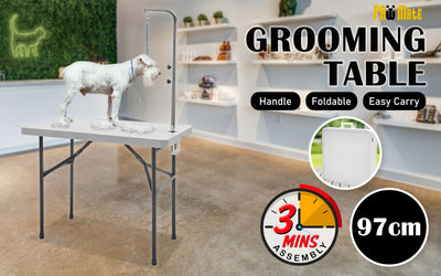 Pet Grooming Salon Table Foldable 97cm Dog Cat WHITE