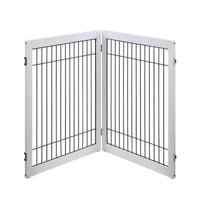 Wooden Dog Pen and Pet Gate Two-Panel Extension, White