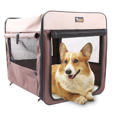 Pet Carrier Bag Soft Dog Crate Cage Kennel Tent House Foldable Portable Car Bed Navy Blue 46x38x41CM