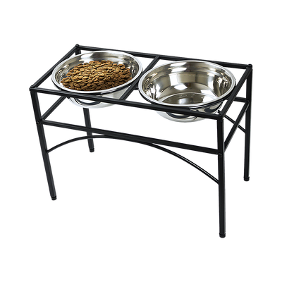 Dual Elevated Raised Pet Dog Puppy Feeder Bowl Stainless Steel Food Water Stand